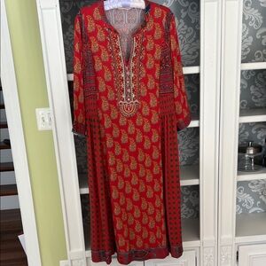 Soft Surroundings Red and Gold Tunic Dress